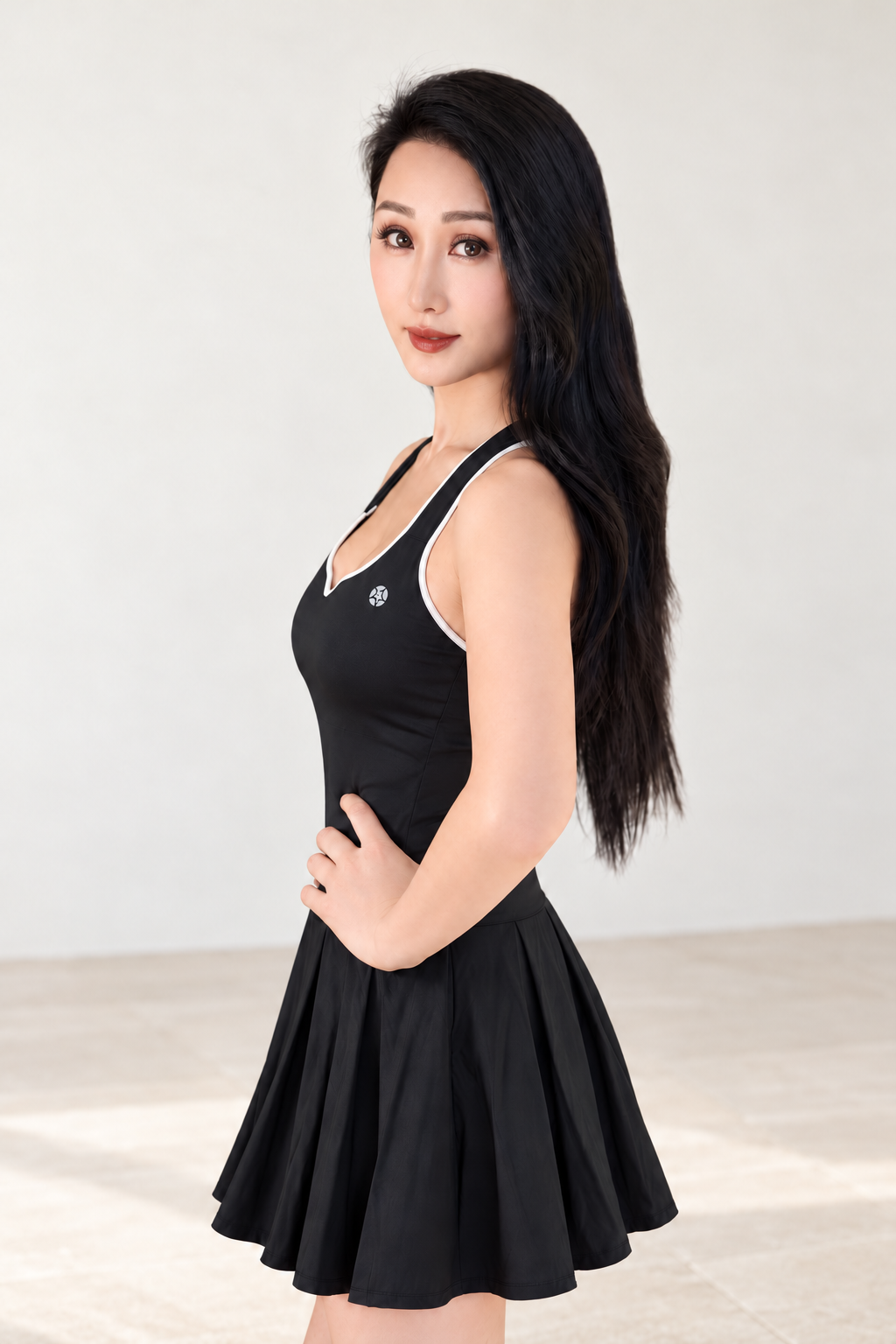 Contrast Trim Pleated Dress | BR